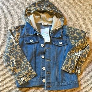 Boutique Leopard Print Denim Jacket for Kids size 2T (runs big)